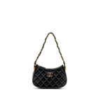 CHANEL 23K SMALL HOBO SHOULDER BAG CALFSKIN BLACK GHW (MICROCHIP)