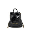 CHANEL 22 BACKPACK SHINY CALFSKIN  BLACK GHW (MICROCHIP)