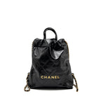 CHANEL 22 BACKPACK SHINY CALFSKIN  BLACK GHW (MICROCHIP)