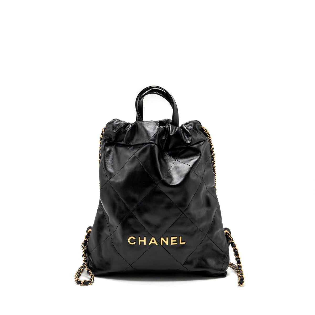 CHANEL 22 BACKPACK SHINY CALFSKIN  BLACK GHW (MICROCHIP)