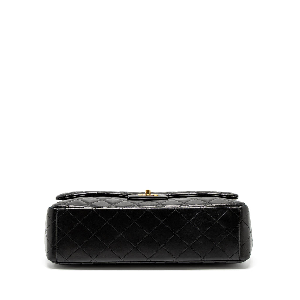 CHANEL MAXI CLASSIC SINGLE FLAP BAG LAMBSKIN BLACK GHW
