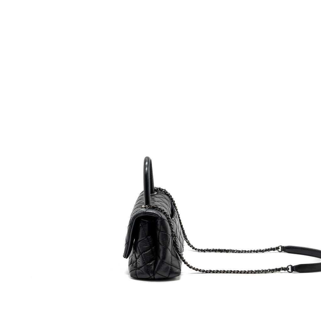 CHANEL SMALL COCO HANDLE CAVIAR BLACK RUTHENIUM HARDWARE