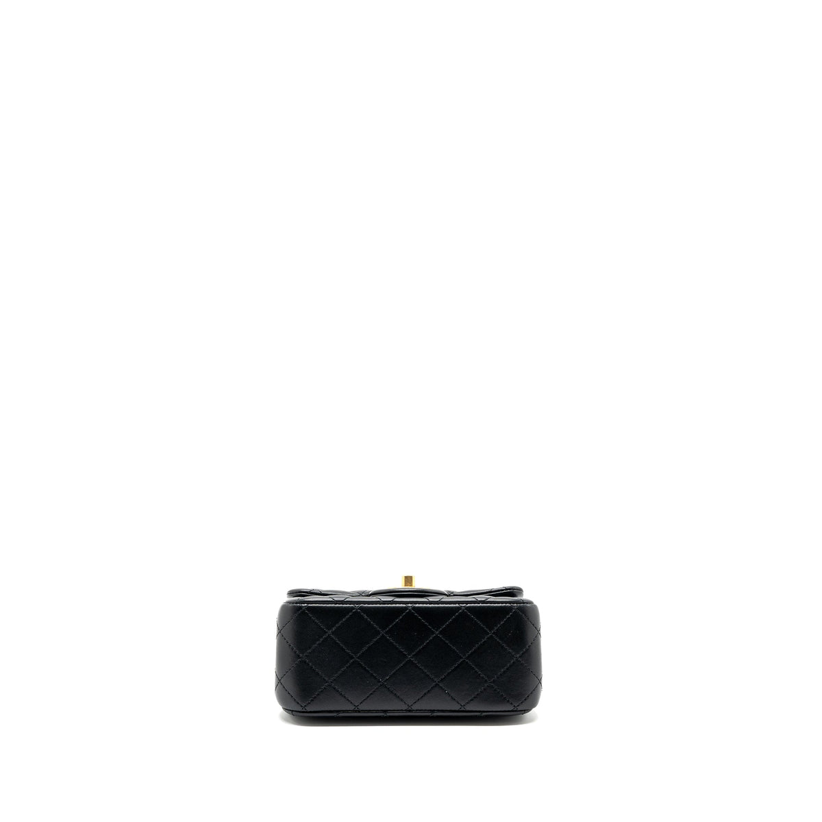 CHANEL CAMELLIA ADJUSTABLE CHAIN MINI SQUARE FLAP BAG LAMBSKIN BLACK GHW (MICROCHIP)