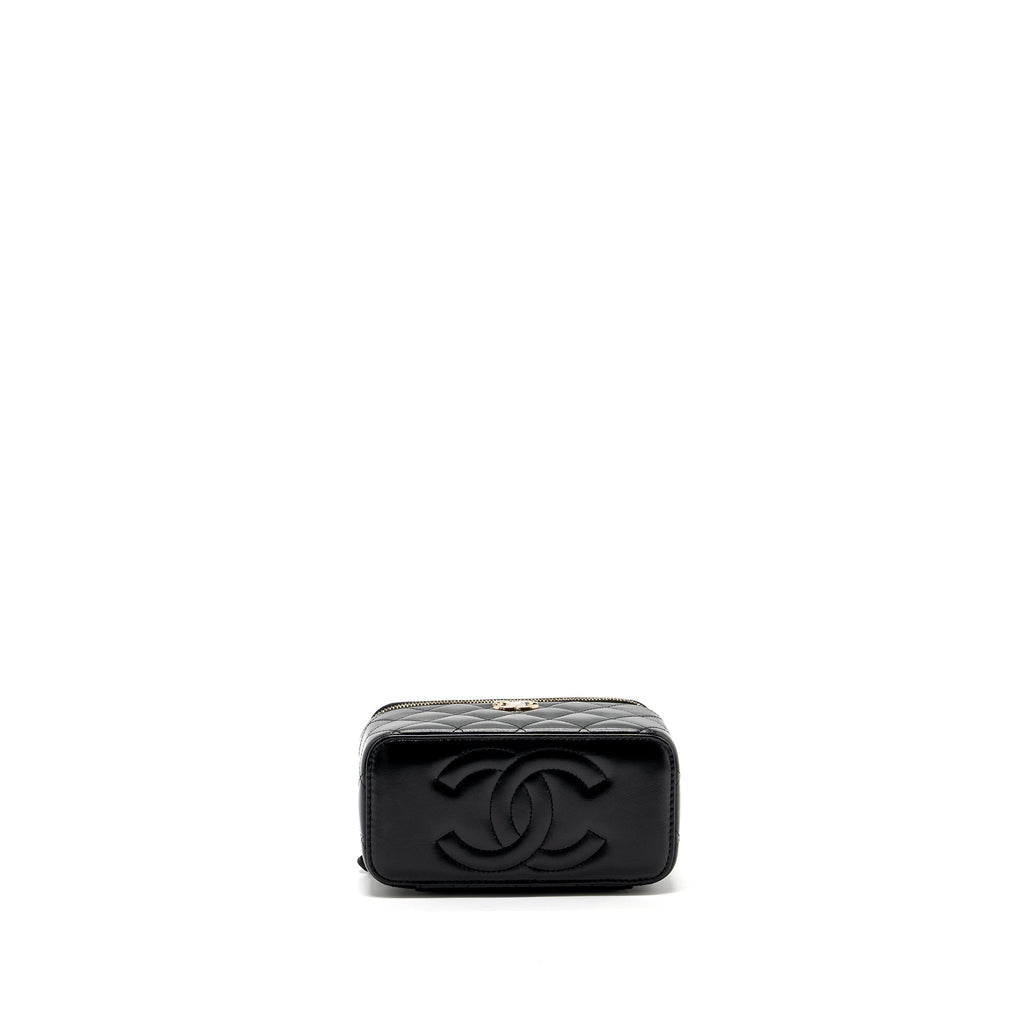 CHANEL LONG VANITY CASE WITH CHARMS CHAIN CALFSKIN BLACK LGHW (MICROCHIP)
