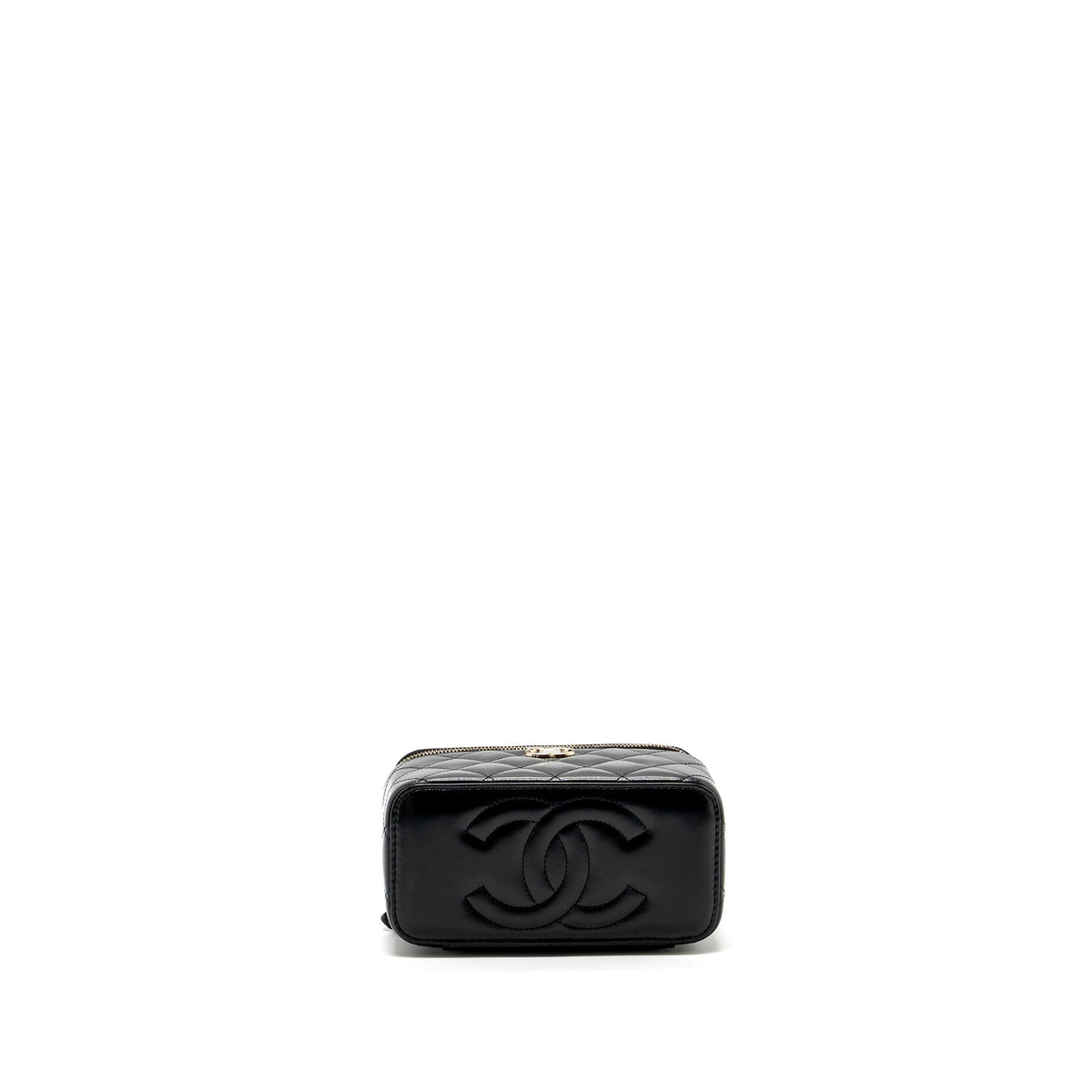 CHANEL LONG VANITY CASE WITH CHARMS CHAIN CALFSKIN BLACK LGHW (MICROCHIP)