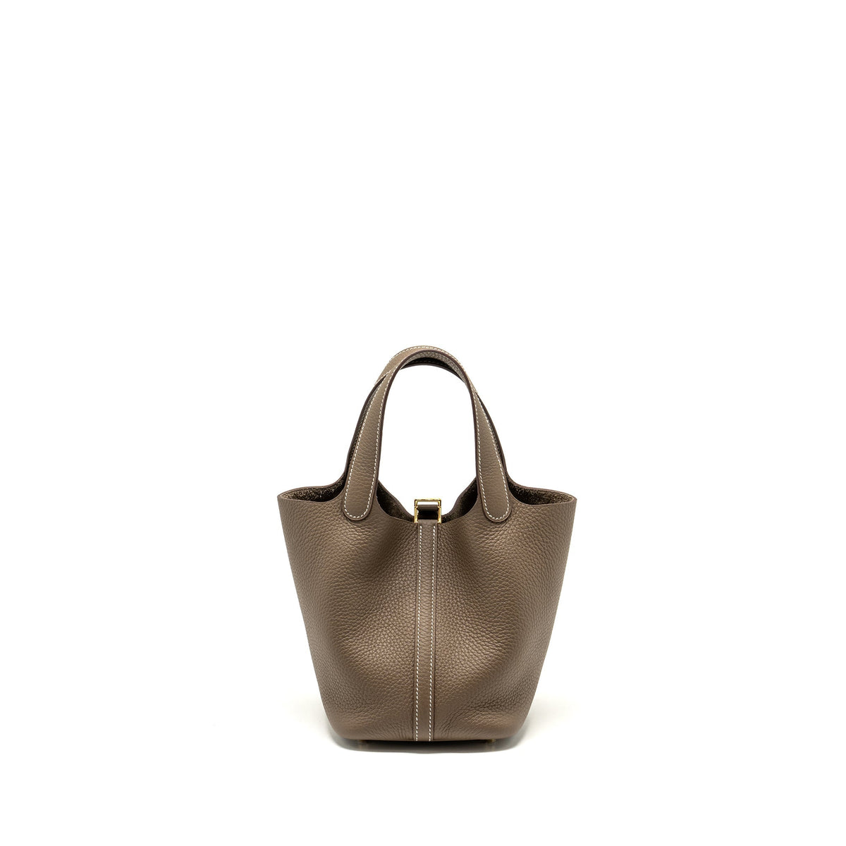 HERMES Picotin 18 Lock Bag Clemence Etoupe GHW