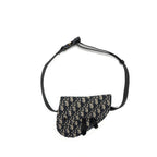 DIOR SADDLE BELT BAG BLUE DIOR OBLIQUE JACQUARD BLACK HARDWARE