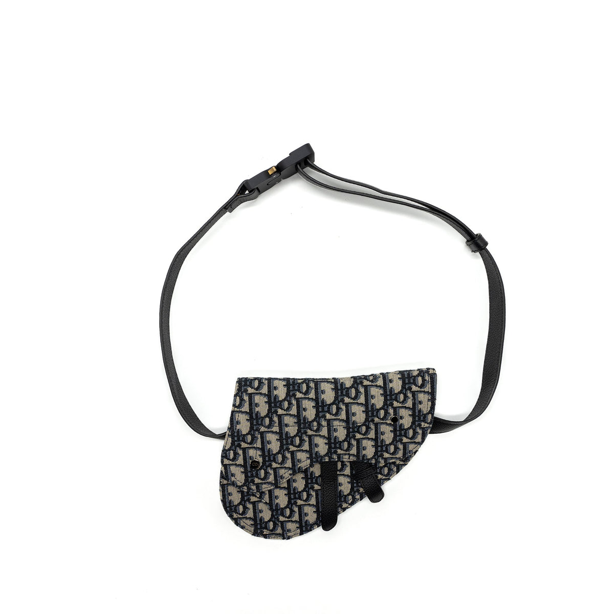 DIOR SADDLE BELT BAG BLUE DIOR OBLIQUE JACQUARD BLACK HARDWARE