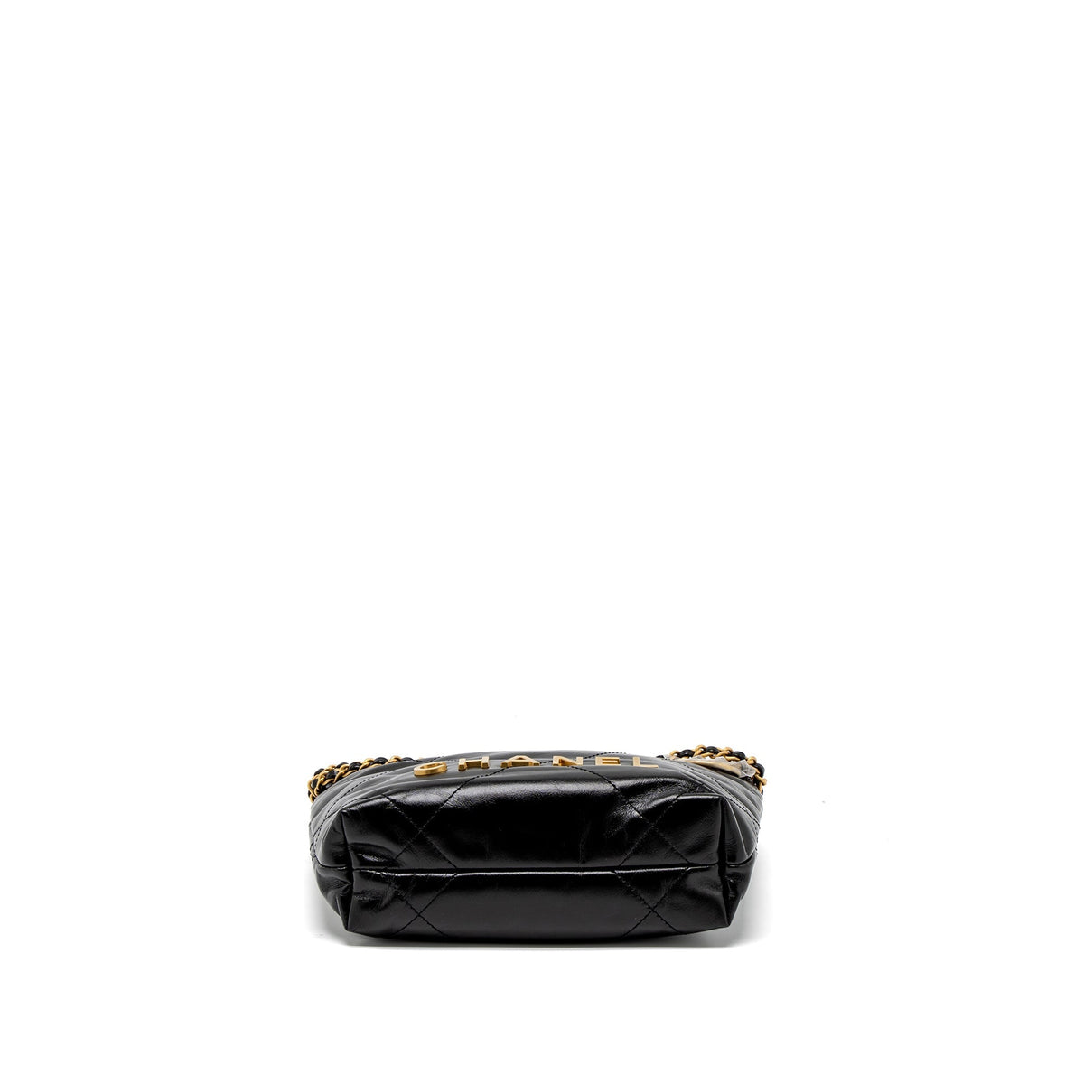 CHANEL 23S MINI 22 BAG SHINY CALFSKIN BLACK BRUSHED GHW (MICROCHIP)