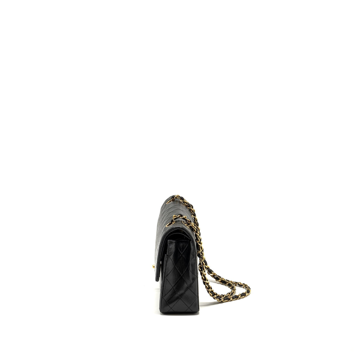 CHANEL VINTAGE MEDIUM CLASSIC DOUBLE FLAP BAG LAMBSKIN BLACK GHW