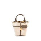 HERMES CARGO PICOTIN 18 LOCK BAG CANVAS/SWIFT ECRU/ETOUPE GHW