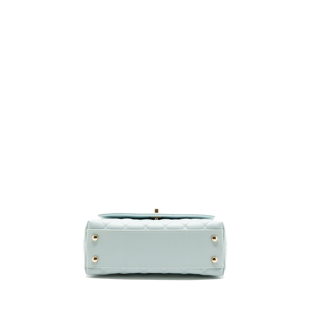 CHANEL SMALL COCO HANDLE CAVIAR LIGHT BLUE LGHW (MICROCHIP)