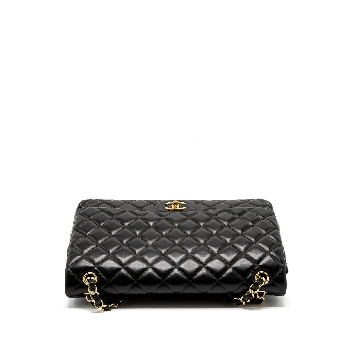 CHANEL MAXI CLASSIC SINGLE FLAP BAG LAMBSKIN BLACK GHW