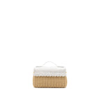LORO PIANA EXTRA POCKET L19 EAST-WEST RAFFIA OSTRICH WHITE GHW