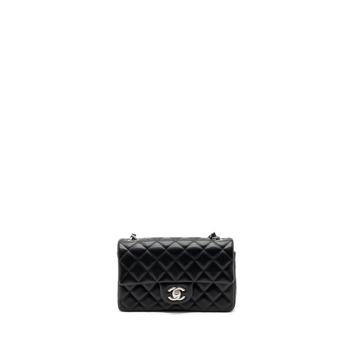 CHANEL MINI RECTANGULAR FLAP BAG LAMBSKIN BLACK SHW (MICROCHIP)