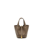 HERMES Picotin 18 Lock Bag Clemence Etoupe GHW