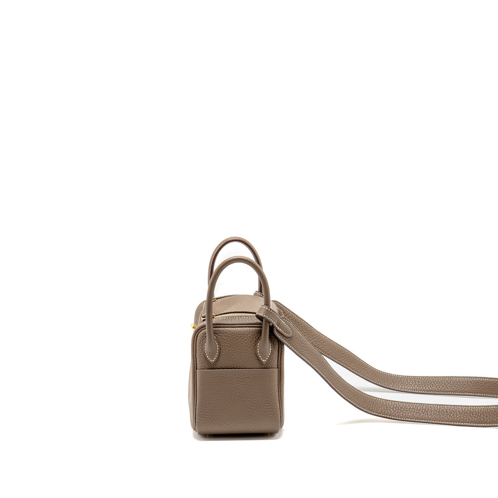 Hermes mini lindy clemence etoupe GHW