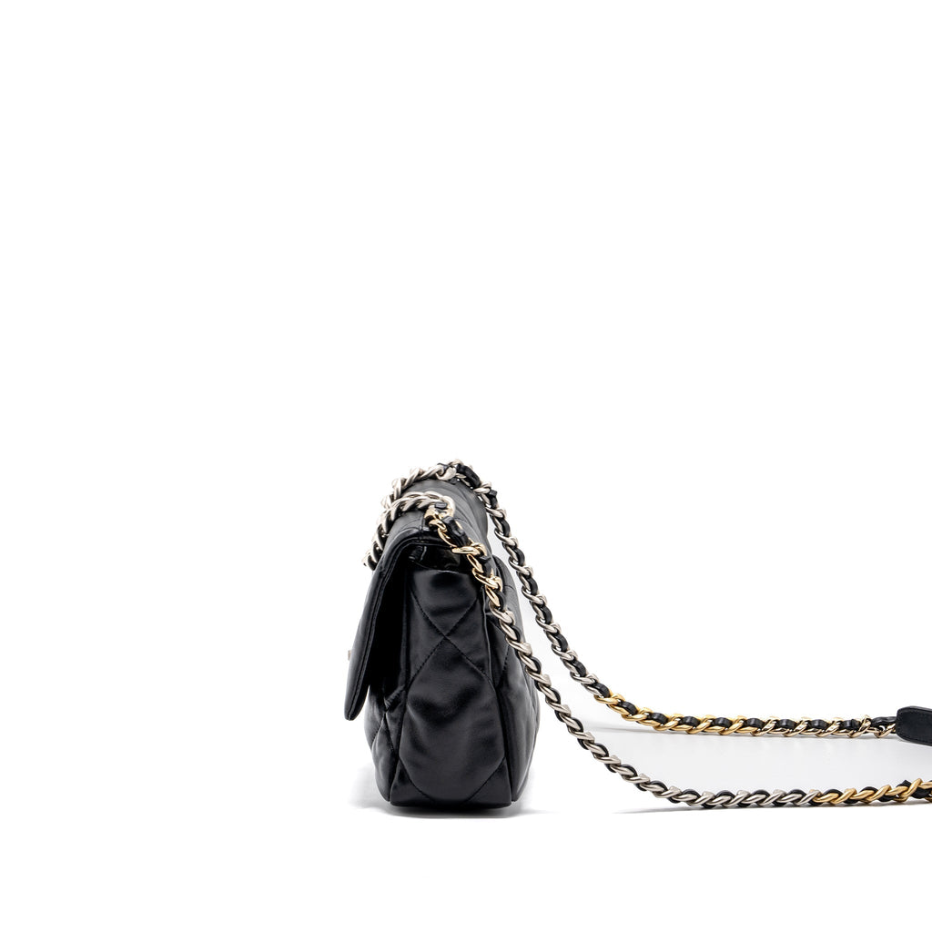 CHANEL SMALL 19 BAG LAMBSKIN BLACK MULTICOLOUR HARDWARE(MICROCHIP)