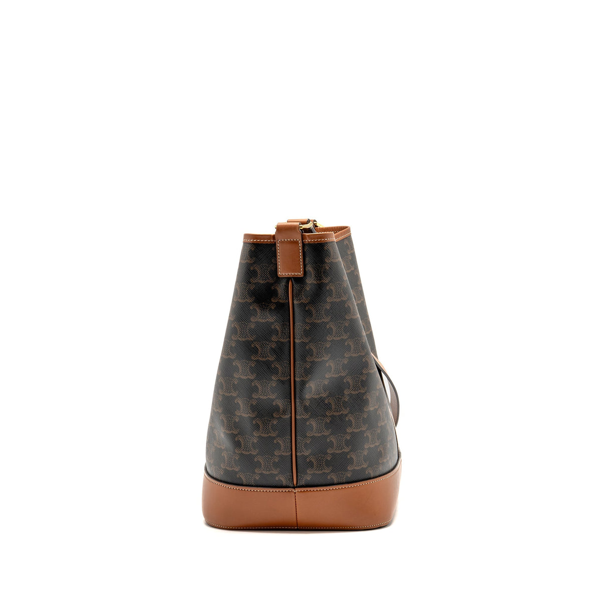 Celine medium bucket bag triomphe canvas/calfskin tan GHW