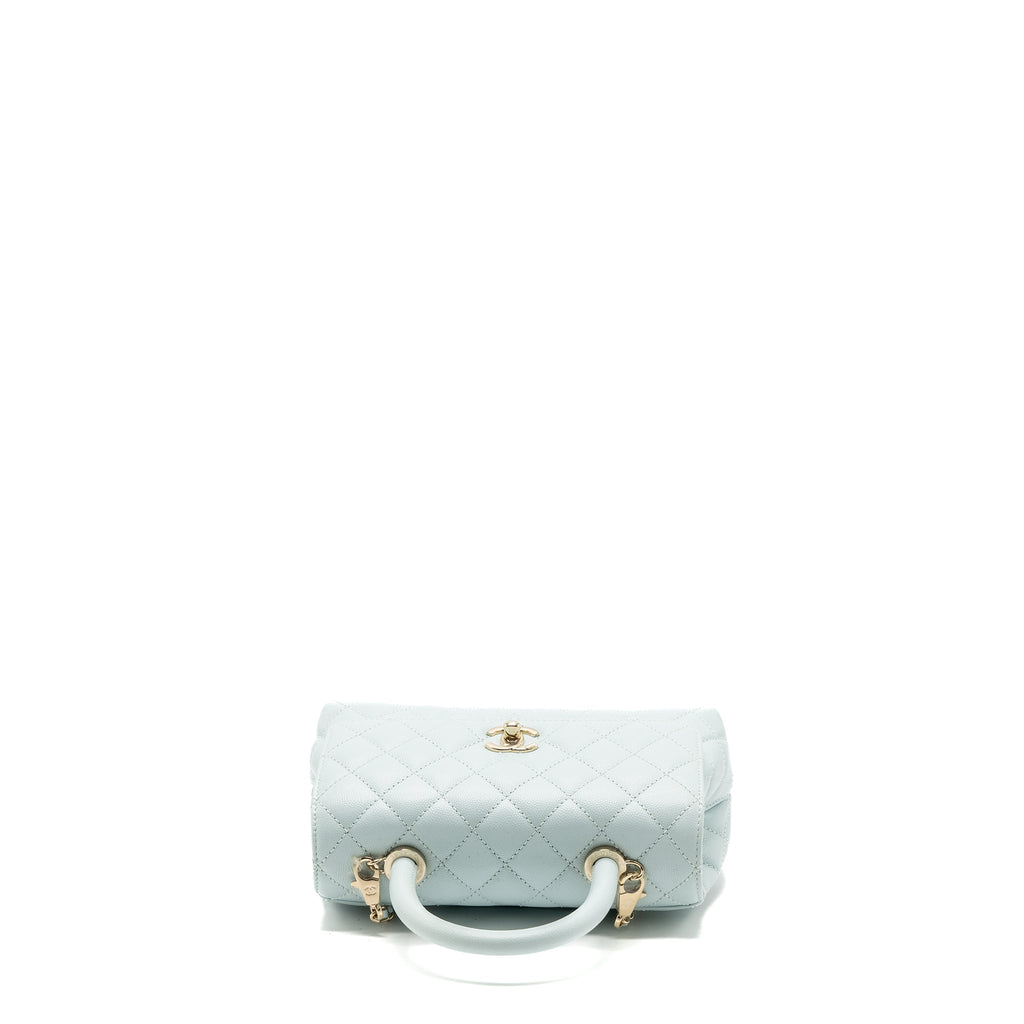 CHANEL SMALL COCO HANDLE CAVIAR LIGHT BLUE LGHW (MICROCHIP)