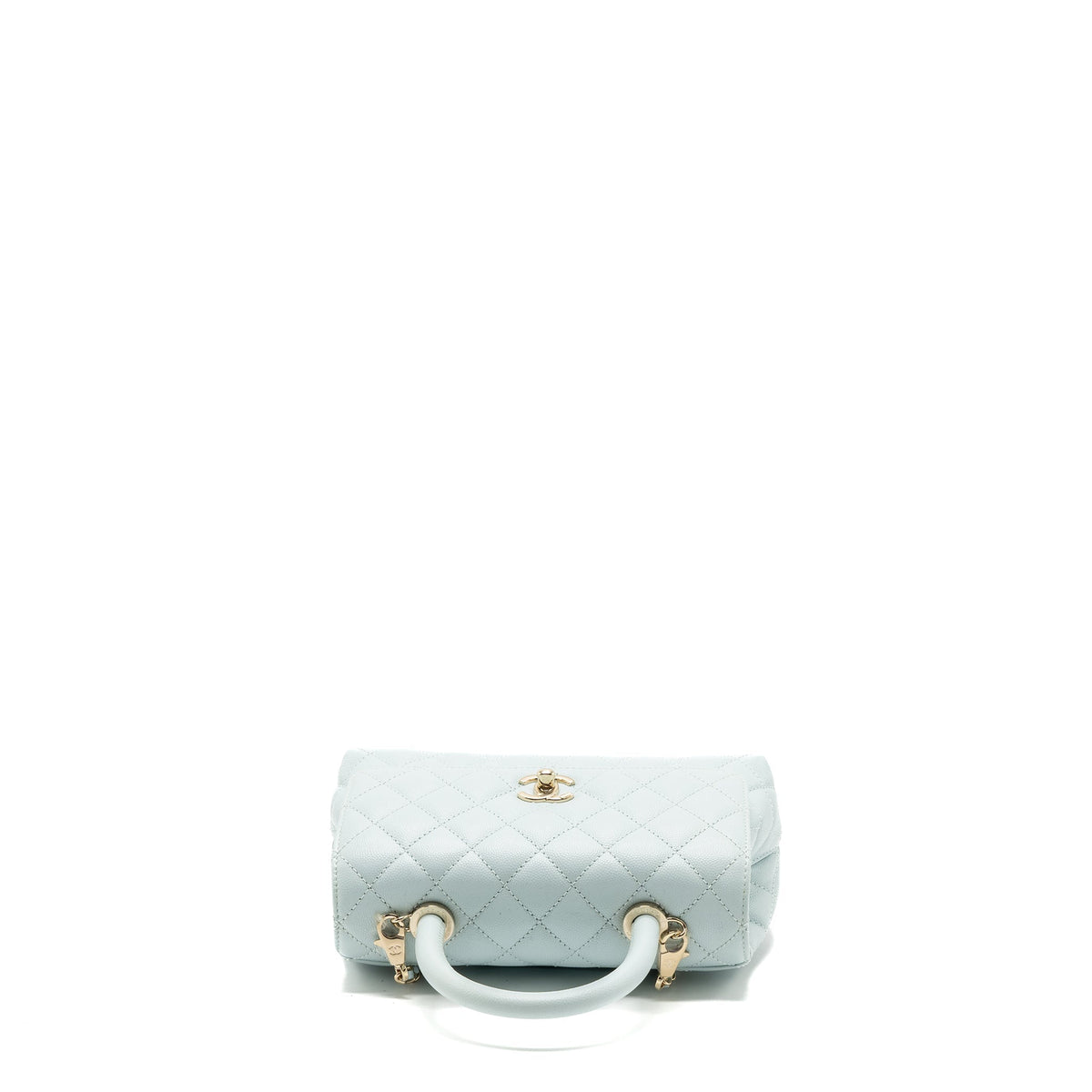 CHANEL SMALL COCO HANDLE CAVIAR LIGHT BLUE LGHW (MICROCHIP)