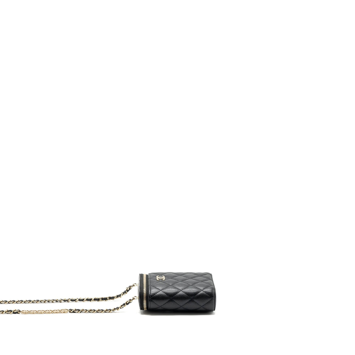 CHANEL VANITY CASE WITH DETAIL CC LOGO ON CHAIN CAVIAR BLACK LGHW