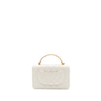 CHANEL 23P LETTER TOP HANDLE WALLET ON CHAIN CALFSKIN WHITE GHW(MICROCHIP)