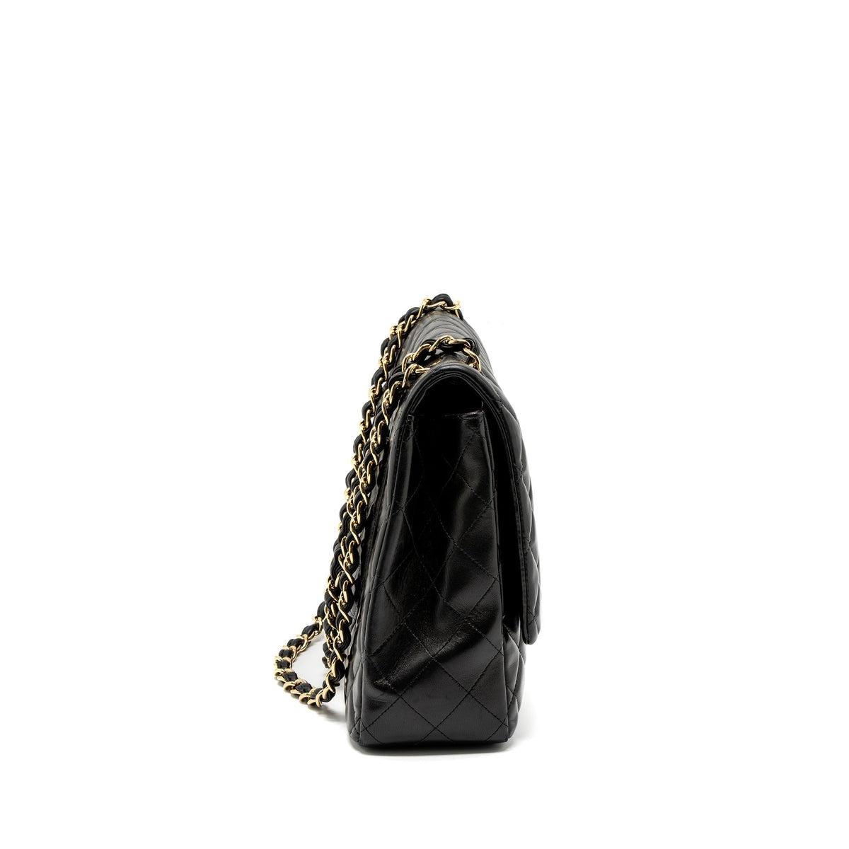 CHANEL MAXI CLASSIC SINGLE FLAP BAG LAMBSKIN BLACK GHW