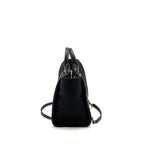 CHANEL SMALL DEAUVILLE SHOPPING TOTE BAG CALFSKIN/FABRIC BLACK LGHW (MICROCHIP)