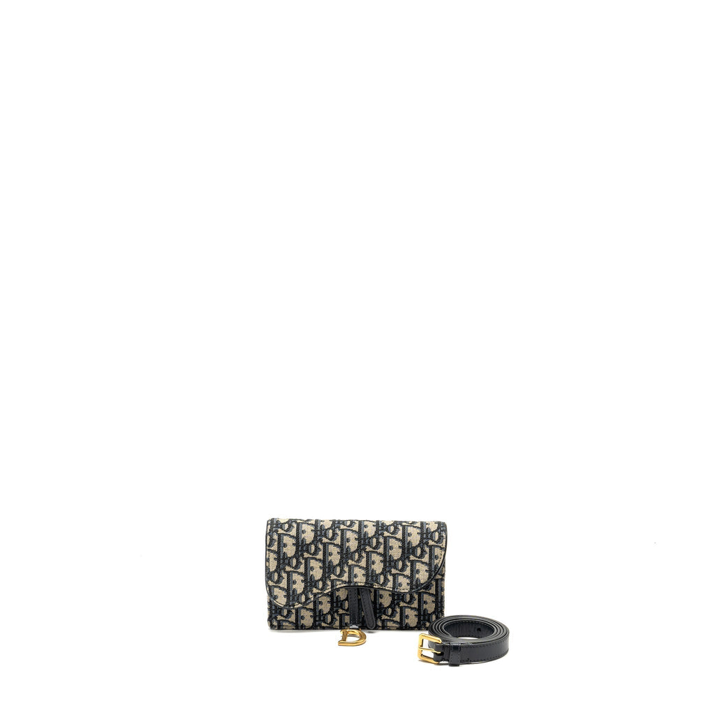 DIOR SADDLE BELT POUCH DIOR OBLIQUE CANVAS BLUE GHW