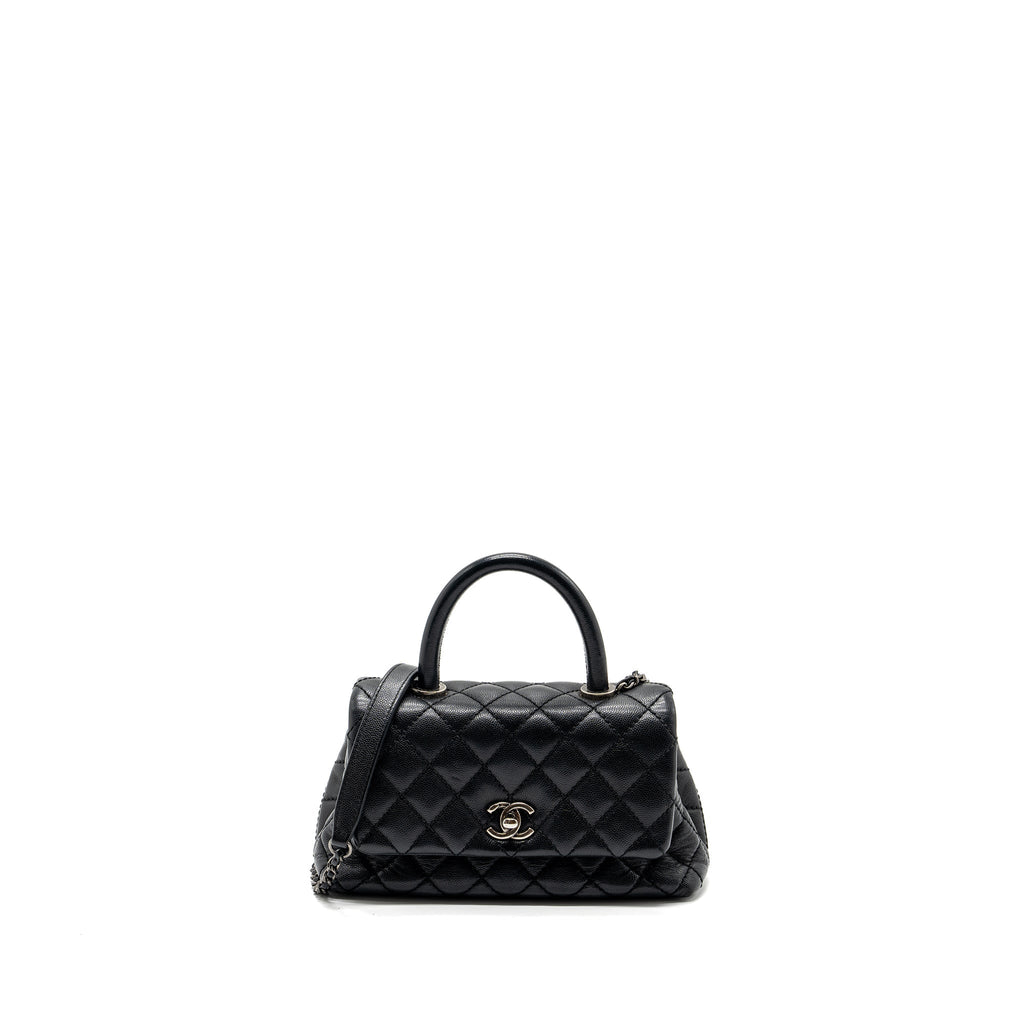 CHANEL SMALL COCO HANDLE CAVIAR BLACK RUTHENIUM HARDWARE