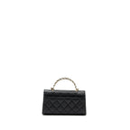 CHANEL 23P TOP HANDLE MINI FLAP BAG CAVIAR BLACK LGHW (MICROCHIP)