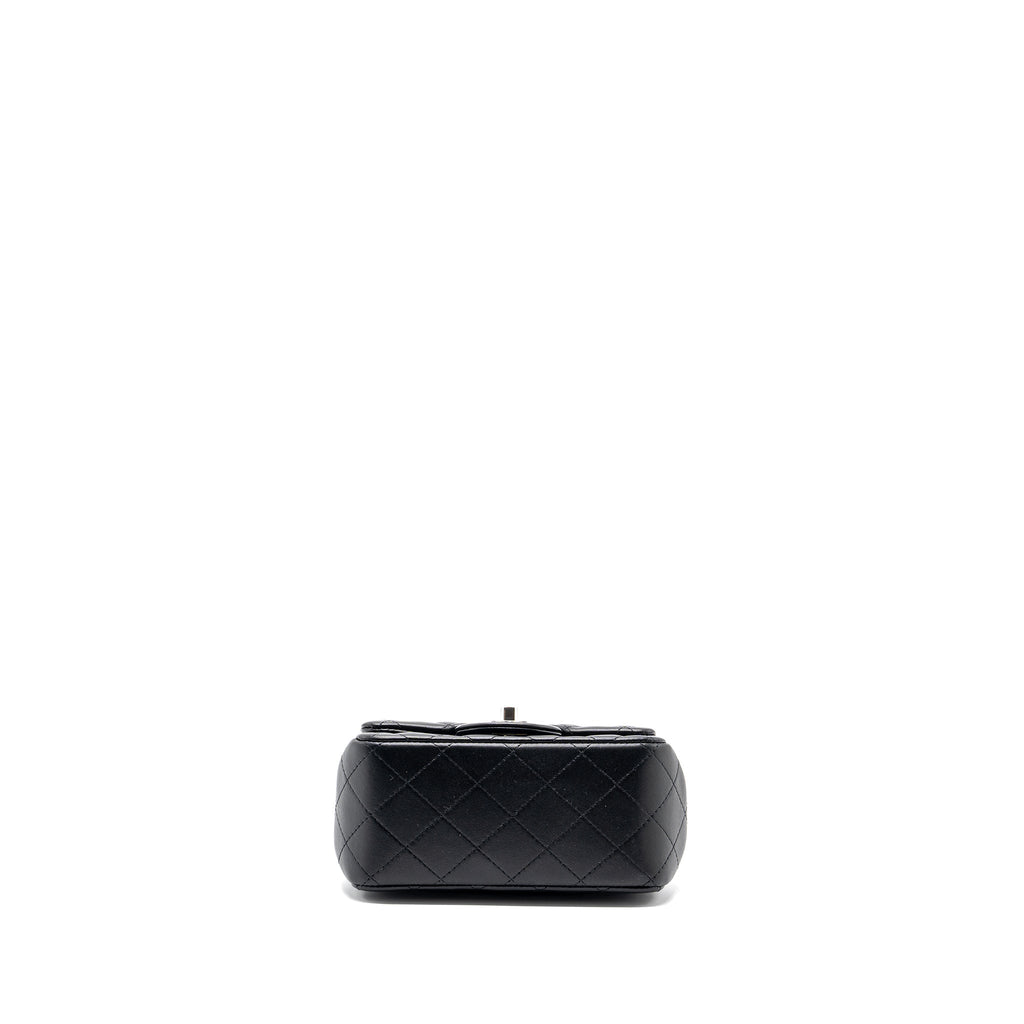 CHANEL MINI SQUARE FLAP BAG LAMBSKIN BLACK SHW (MICROCHIP)