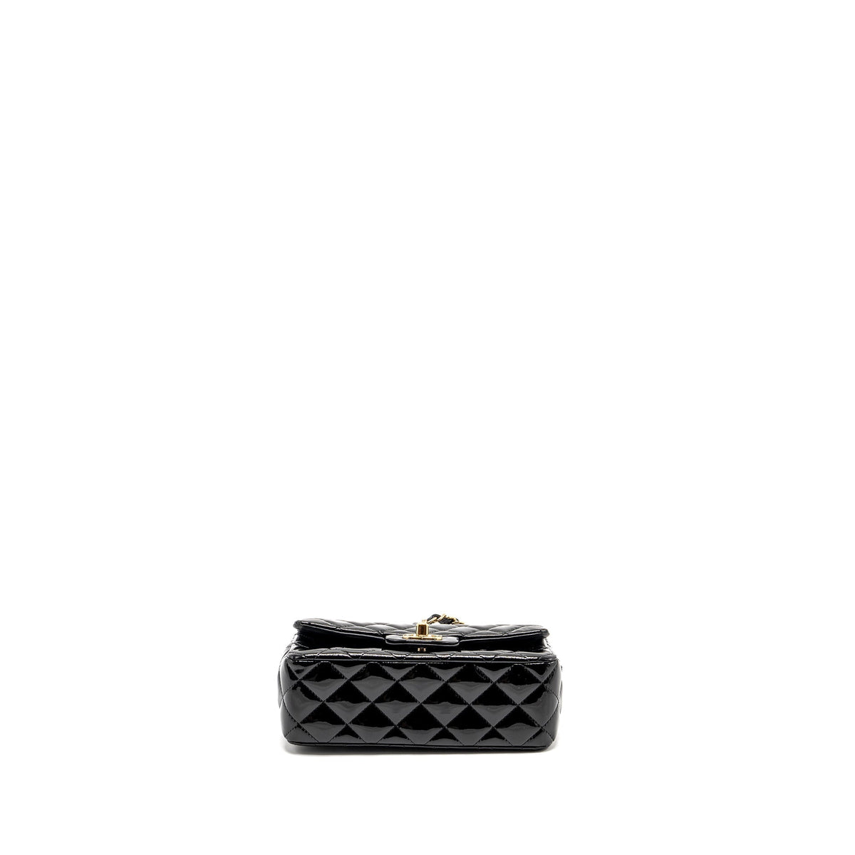 CHANEL MINI RECTANGULAR FLAP BAG PATENT BLACK LGHW