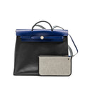HERMES HERBAG 39 ZIP BAG BERLINE CANVAS / LEATHER BLACK / BLUE SHW