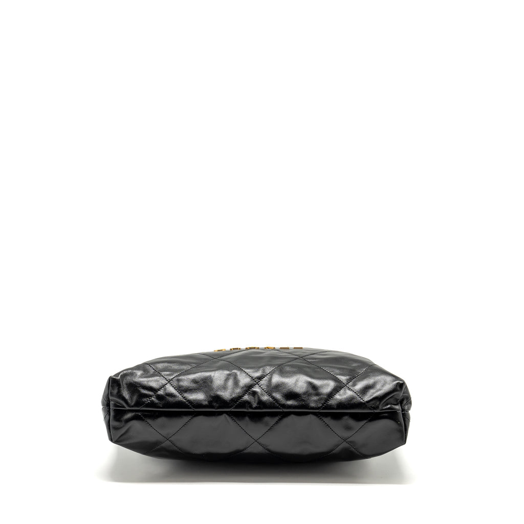CHANEL MEDIUM 22 BAG SHINY CALFSKIN BLACK GHW (MICROCHIP)
