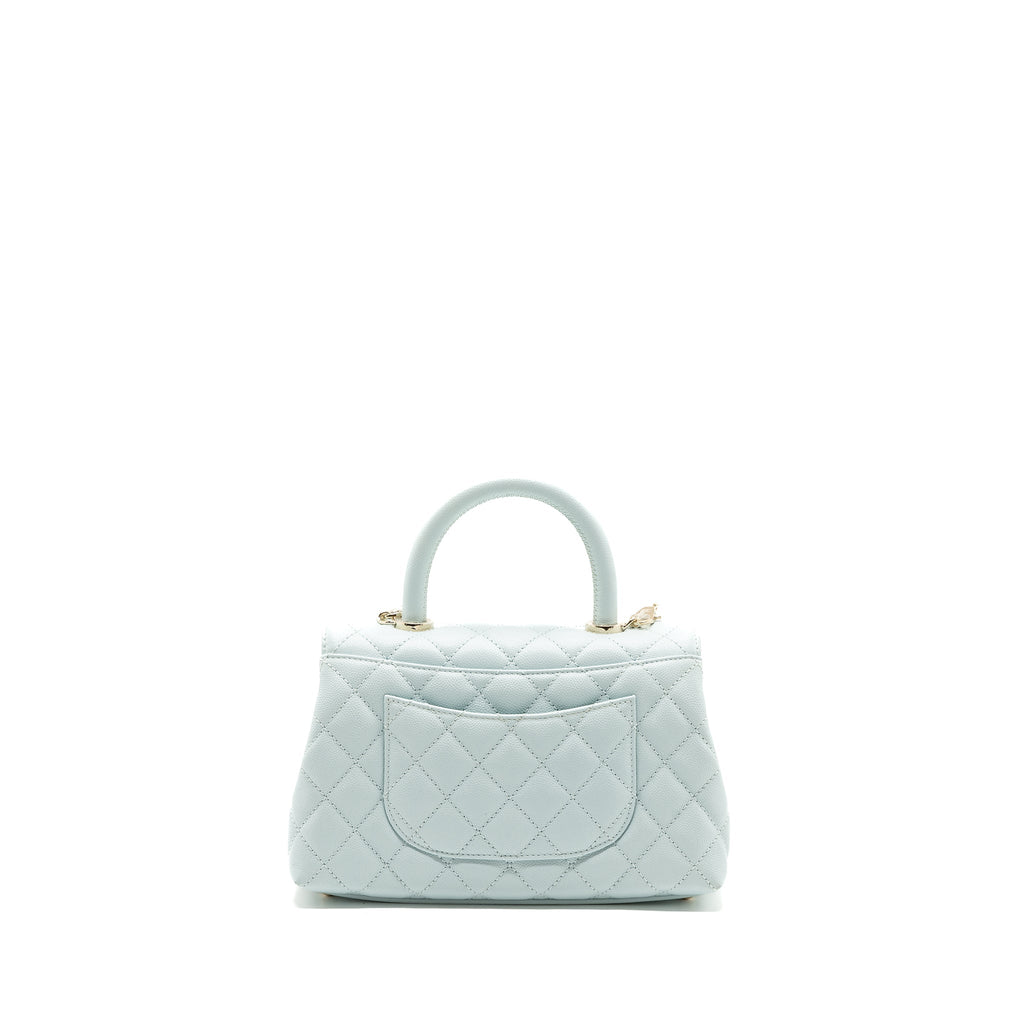 CHANEL SMALL COCO HANDLE CAVIAR LIGHT BLUE LGHW (MICROCHIP)