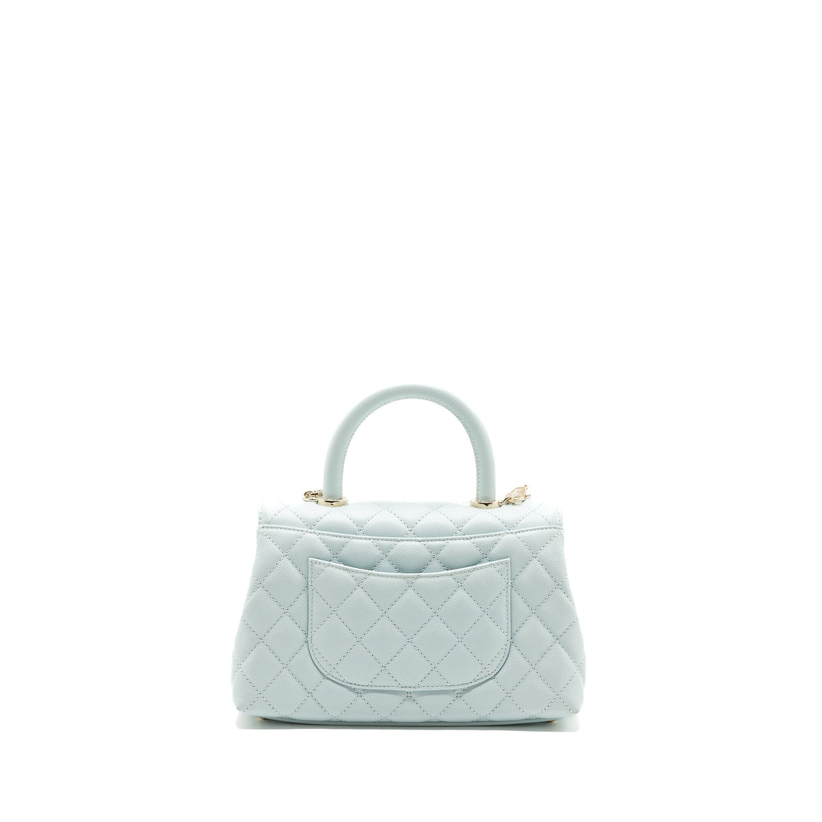 CHANEL SMALL COCO HANDLE CAVIAR LIGHT BLUE LGHW (MICROCHIP)