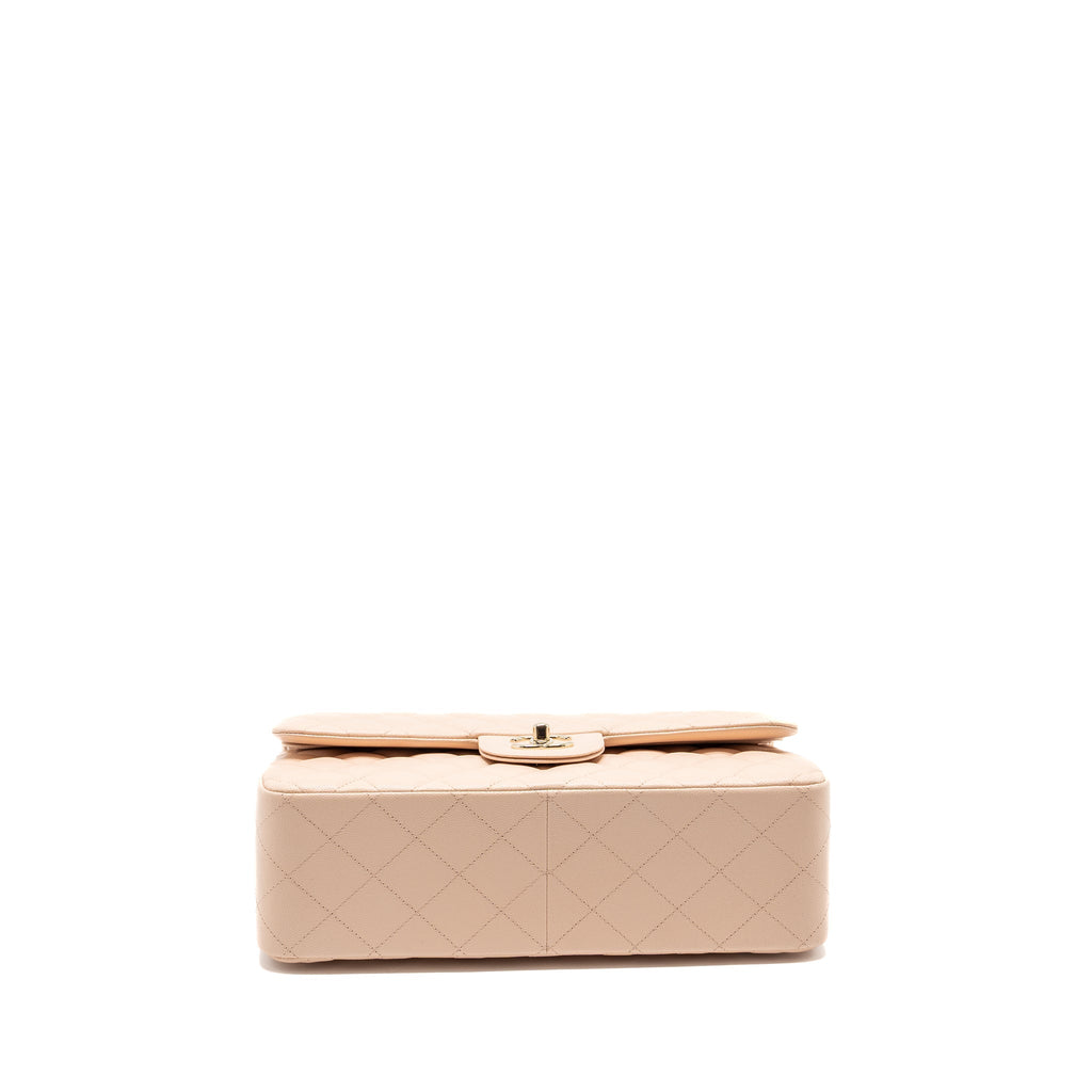CHANEL JUMBO CLASSIC DOUBLE FLAP BAG CAVIAR BEIGE LGHW (MICROCHIP)