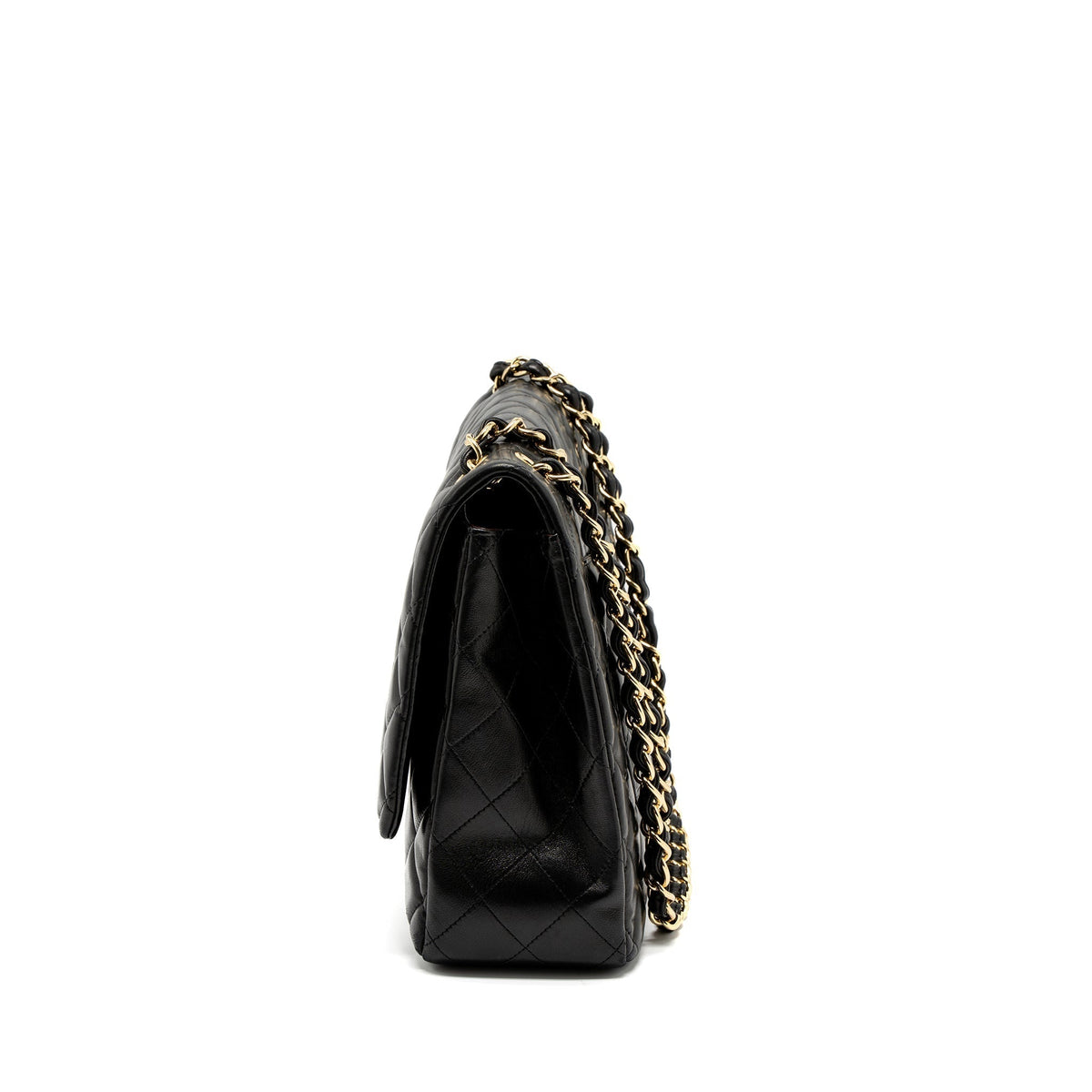 CHANEL MAXI CLASSIC SINGLE FLAP BAG LAMBSKIN BLACK GHW