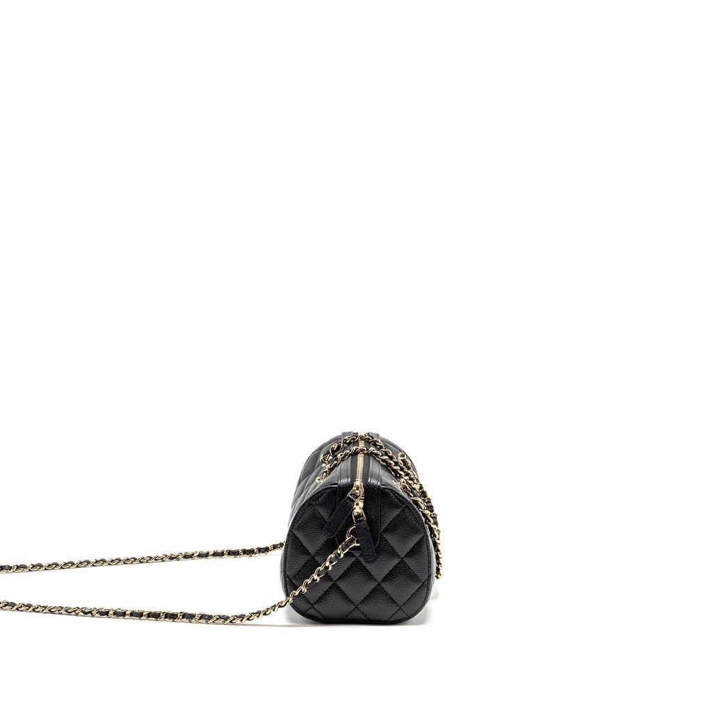 CHANEL 25P MINI BOWLING BAG CAVIAR BLACK LGHW (MICROCHIP)
