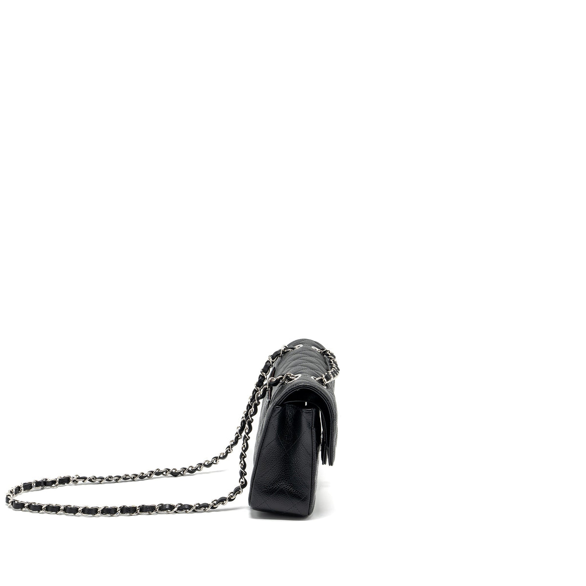 CHANEL SMALL CLASSIC DOUBLE FLAP BAG CAVIAR BLACK SHW (MICROCHIP)