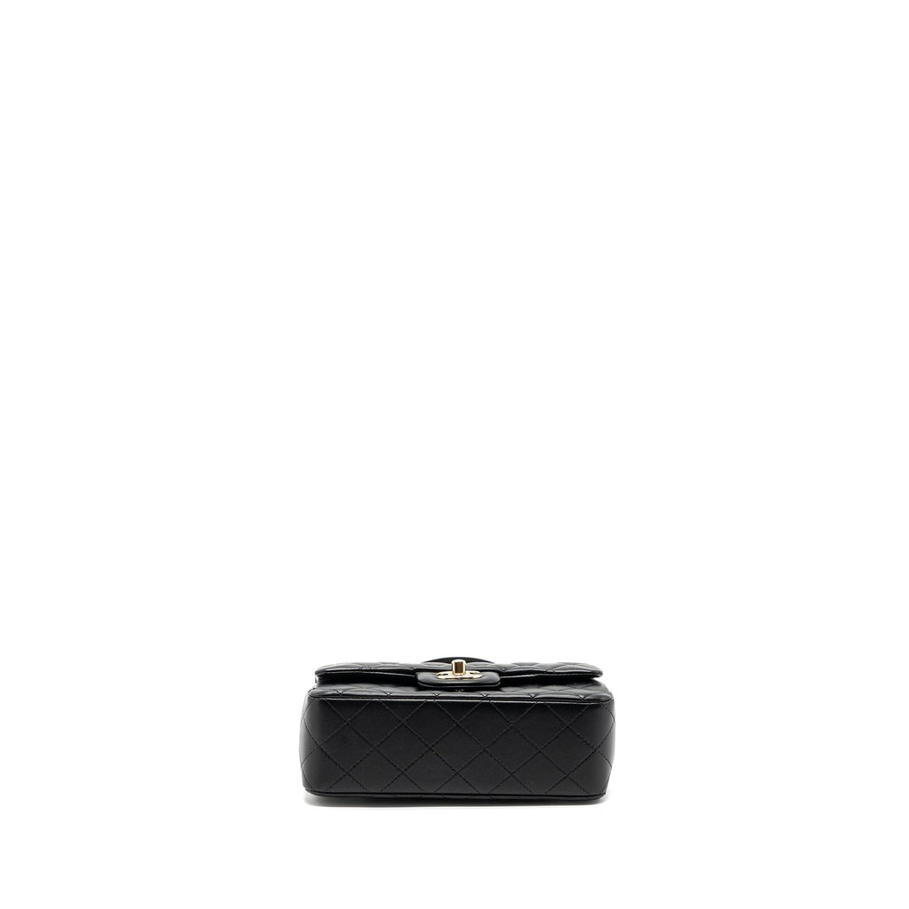 CHANEL TOP HANDLE MINI RECTANGULAR FLAP BAG LAMBSKIN BLACK LGHW (MICROCHIP)