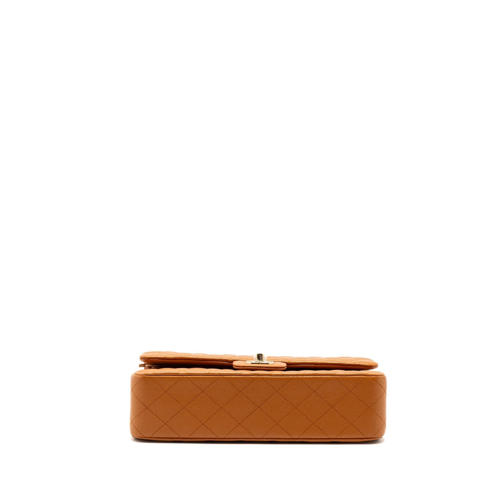 CHANEL MEDIUM CLASSIC DOUBLE FLAP BAG CAVIAR CARAMEL LGHW(MICROCHIP)