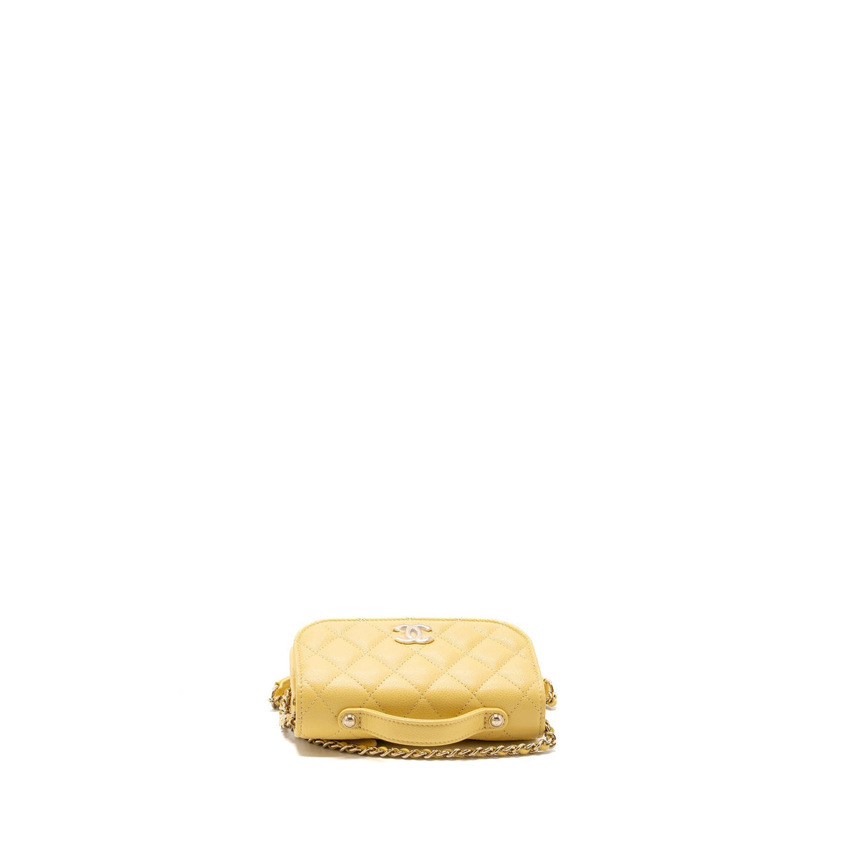 CHANEL MINI BUSINESS AFFINITY WALLET ON CHAIN CAVIAR YELLOW LGHW (MICROCHIP)