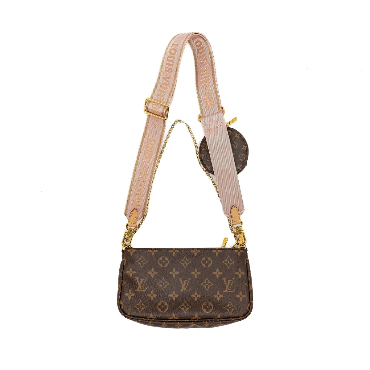 LOUIS VUITTON MULTI POCHETTE ACCESSORIES MONOGRAM CANVAS PINK STRAP GHW