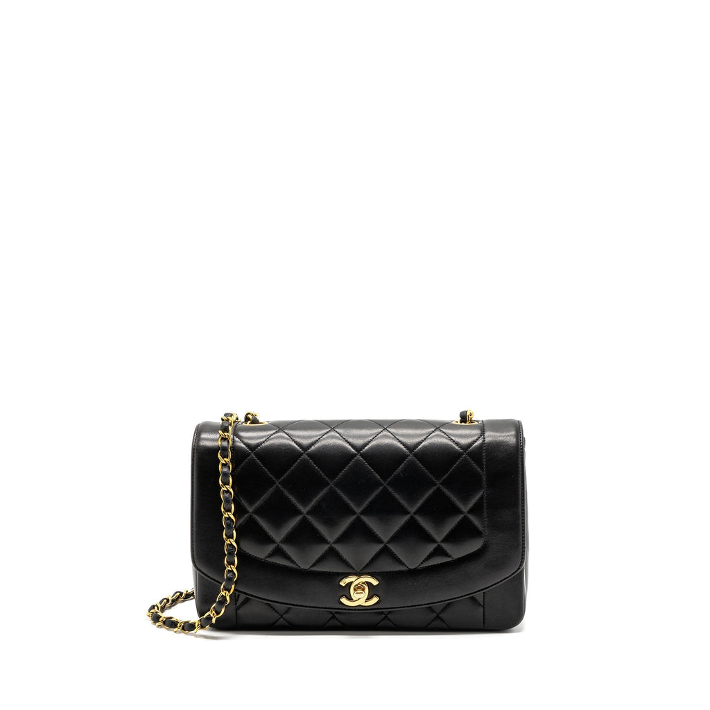 CHANEL VINTAGE DIANA FLAP BAG LAMBSKIN BLACK GHW