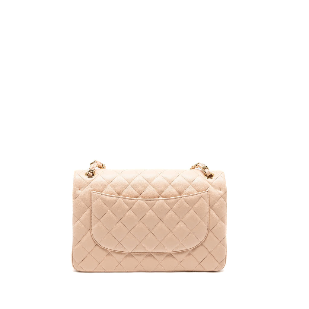 CHANEL JUMBO CLASSIC DOUBLE FLAP BAG CAVIAR BEIGE LGHW (MICROCHIP)