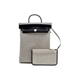 Hermes Herbag A Dos Zip Retourne Backpack Canvas/ Hunter Ecru/Black SHW