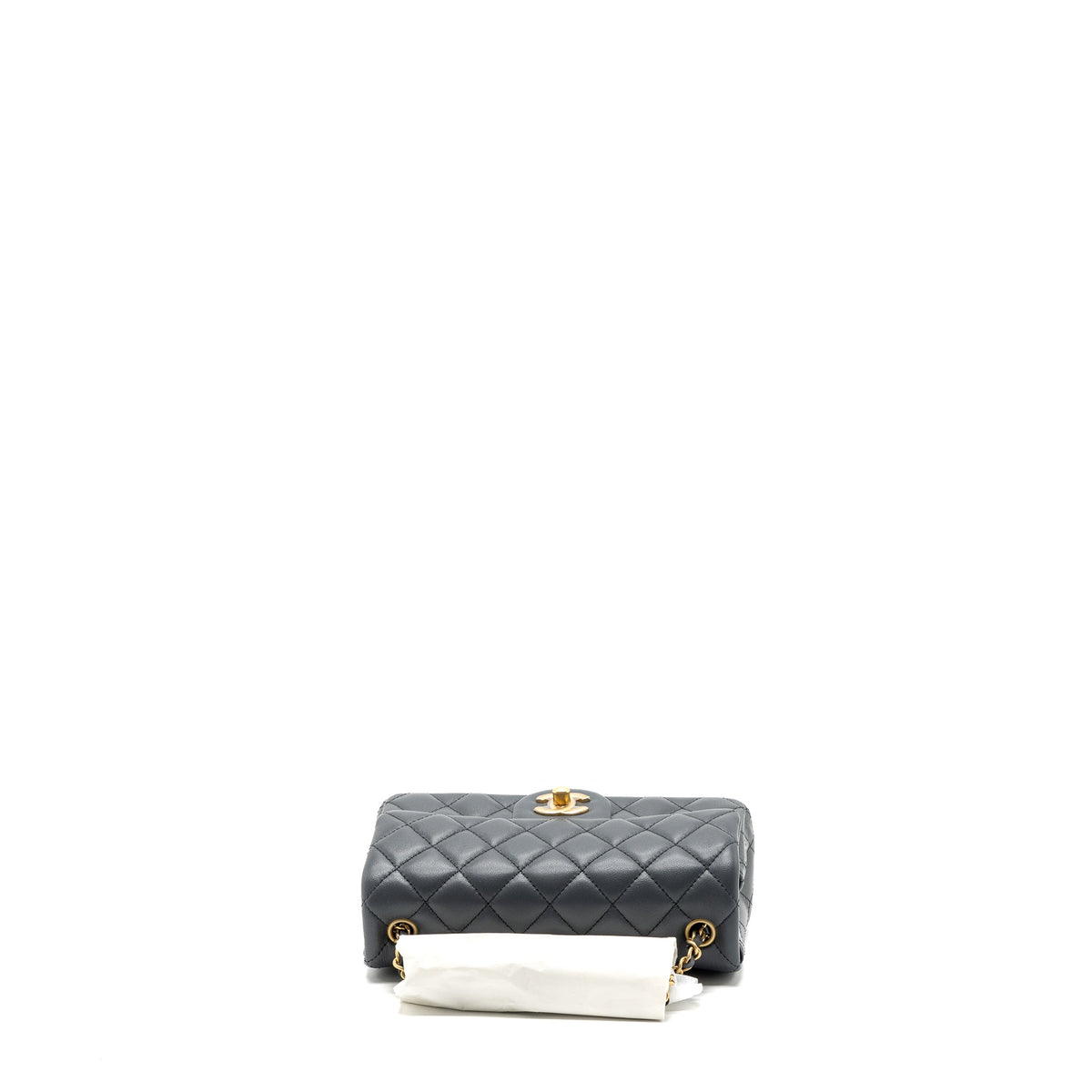 CHANEL 23K PEARL CRUSH MINI RECTANGULAR FLAP BAG LAMBSKIN DARK GREY GHW